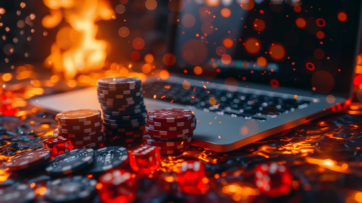 Tampilan hiburan bingo digital dengan kartu angka dan suasana ruang permainan